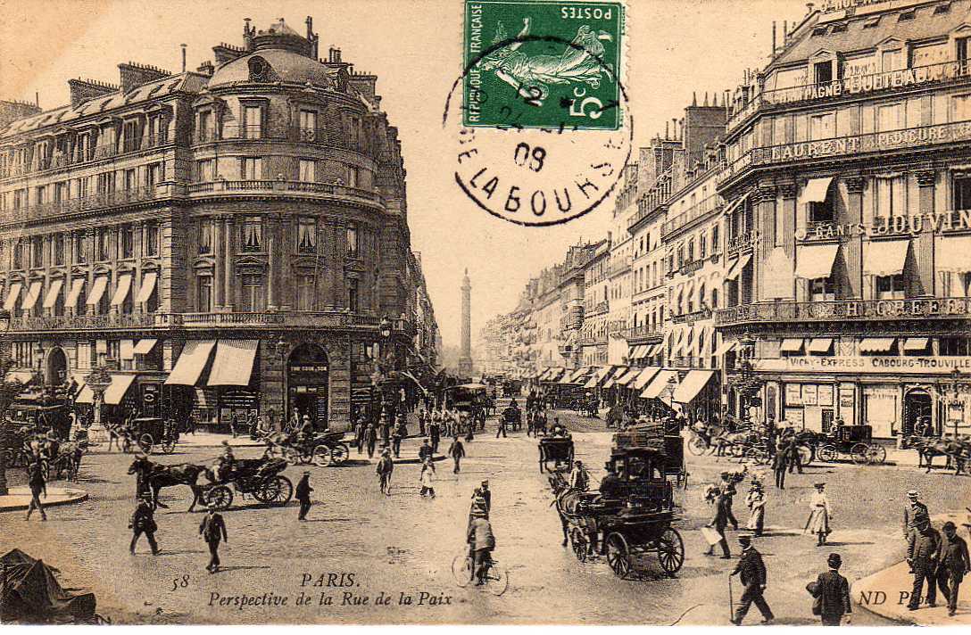 75 PARIS II Rue De La Paix, Perspective, Animée, Commerces, Ed ND 58, 1908 - Arrondissement: 02