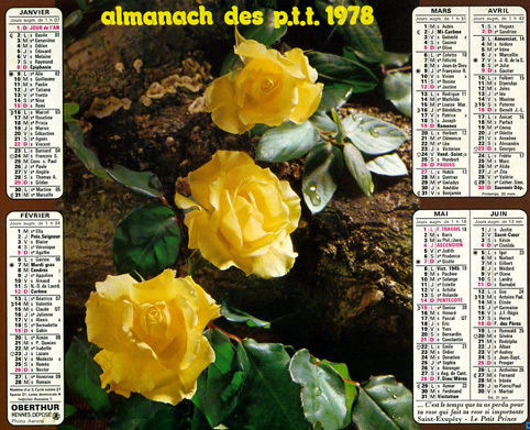 Calendrier-Almanach, 1978, OISE, Illustration : BOUQUETS FLORAUX (OBERTHUR)) - Big : 1971-80