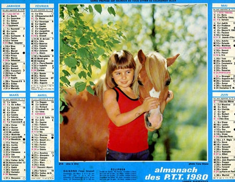 Calendrier-Almanach, 1980, OISE, Illustrations TETE A TETE Et DANS LA PRAIRIE (OLLER) - Tamaño Grande : 1971-80