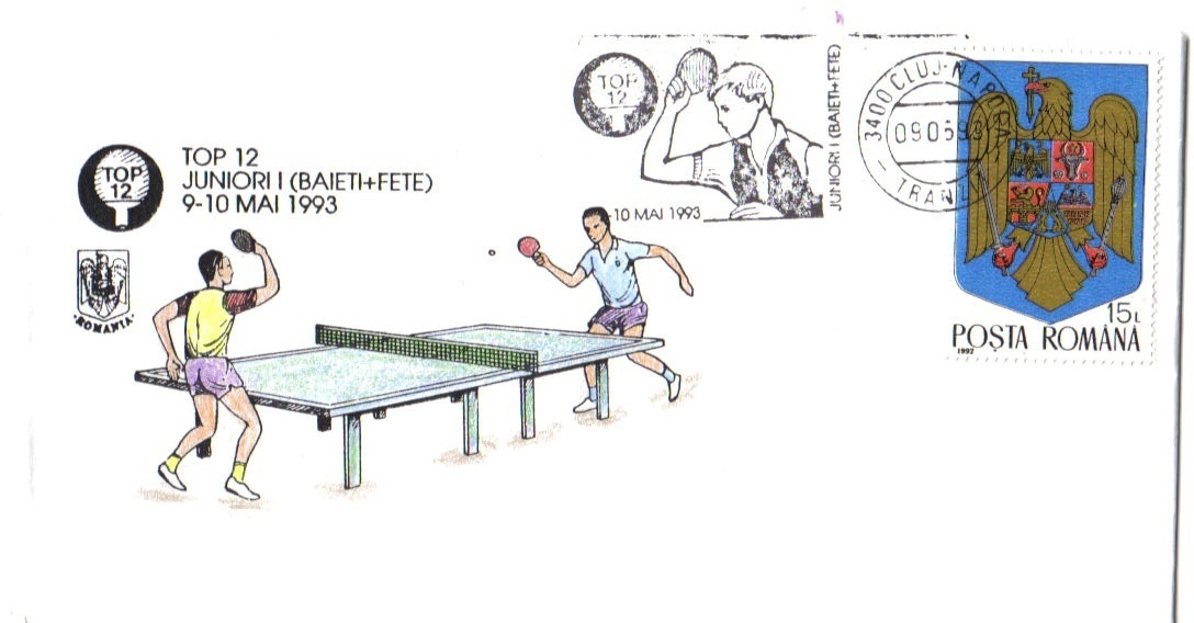 Flamme Ping Pong Top 12 Roumanie 1993 - Tenis De Mesa