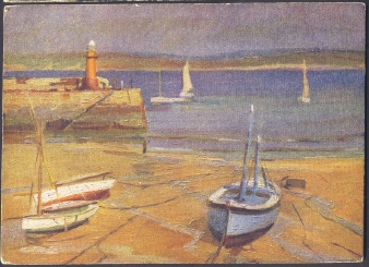 Low Tide, St Ives Harbour, U.K. - Art By Herbert Truman - Lighthouse - St.Ives