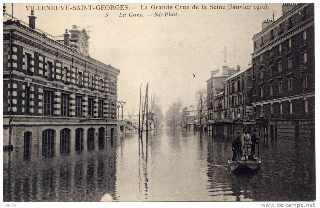 VILLENEUVE SAINT GEORGES - La Grande Crue De La Seine (Janvier 1910). La Gare - Villeneuve Saint Georges