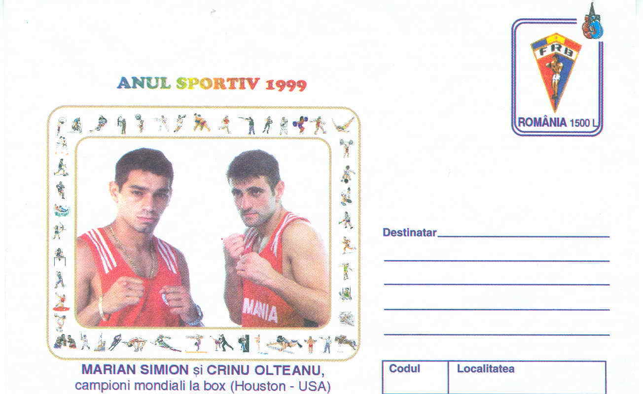 BOXE ENTIER POSTAL ROUMANIE 1999 CHAMPIONS DU MONDE ROUMAINS DE BOXE AMATEUR - Boxing