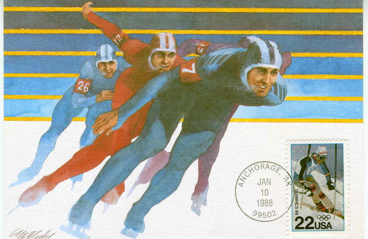 PATINAGE VITESSE 1988 CARTE MAXIMUM USA JEUX OLYMPIQUES + SKI - Winter 1988: Calgary