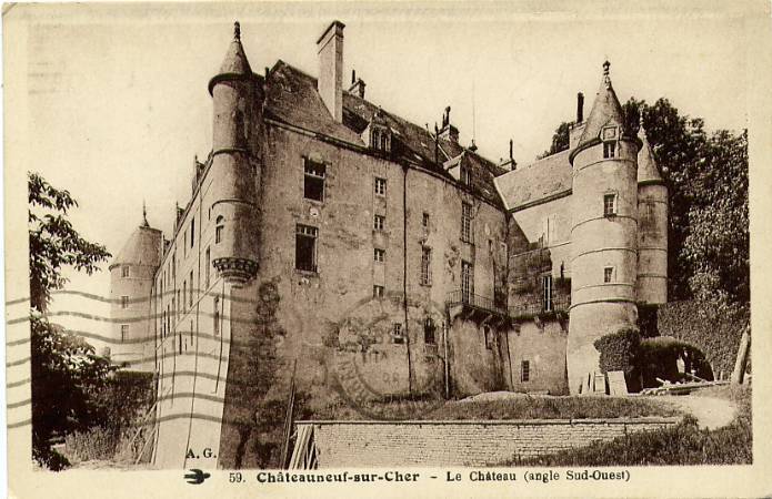 59 - Châteauneuf-sur-Cher - Le Château (angle Sud-Ouest) - Chateauneuf Sur Cher