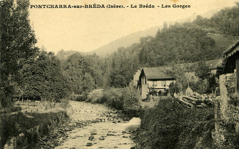 PONTCHARRA-sur-BREDA  (Isère)  -  Le Bréda, Les Gorges    (carte Noir Et Blanc, Des Années 20/30) - Pontcharra