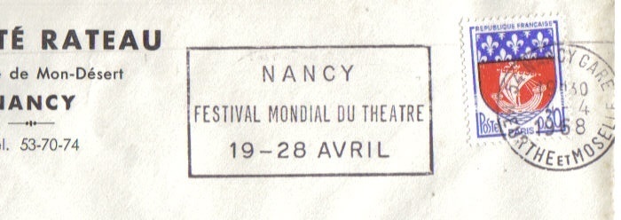 Flamme Nancy Festival Mondial Du Théatre 1968 - Theatre
