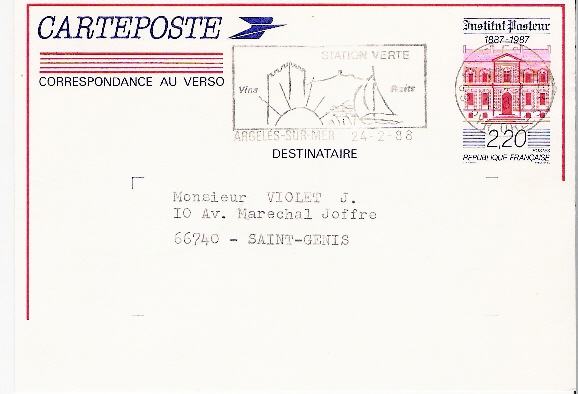 France                   Entier Argeles-sur Mer    24.02.1988 - Andere(Zee)