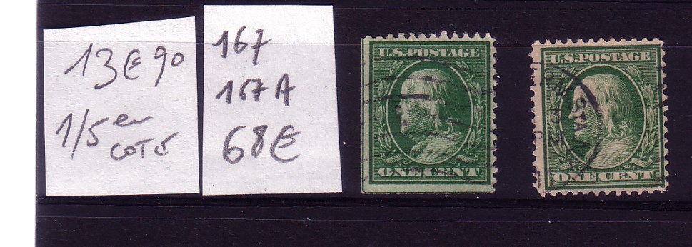ETAS UNIS D'AMERIQUE/ U S A / UNITED STATES OF AMERICA N° 167/167A  COTE 1992 68 € VENDU AU 1/5 EME  N 7 - Used Stamps