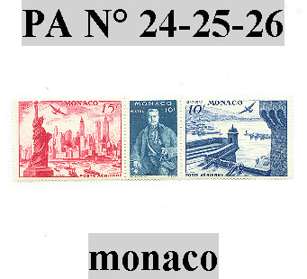 Timbre De Monaco PA N° 25-26-27 - Luchtpost