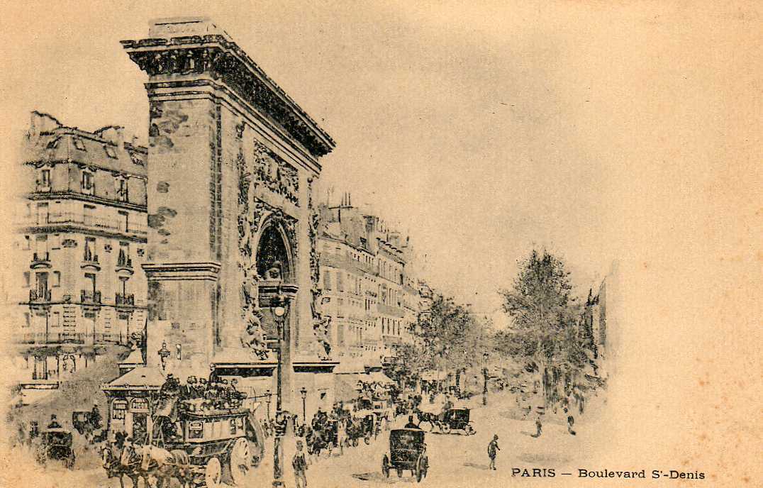 75 PARIS II Boulevard St Denis, Animée, Tramway Hippomobile, Ed ??, Dos 1900 - District 02