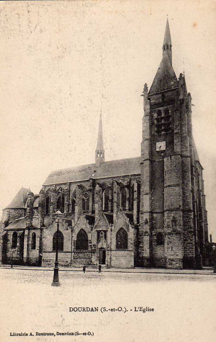 91 DOURDAN Eglise Et Intérieur, Lot De 3 Cartes, Ed Sevin Et Boutroue, 1917 - Dourdan