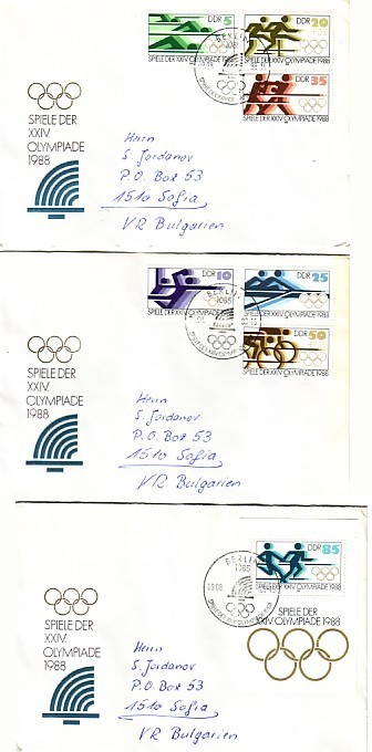 DDR-1988 ( Germany  ) OLYMPIC Games -  SEOUL   6v+ S/S.- 3 FDC - Ete 1988: Séoul