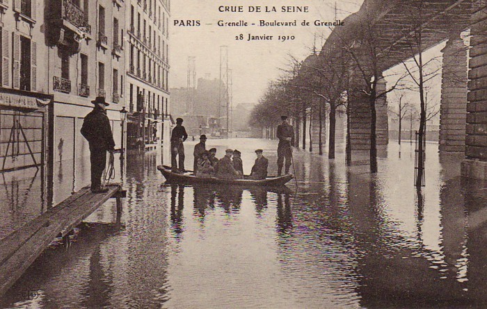 75 PARIS "Crue De La Seine" Jolie Cpa Animée Du Boulevard De Grenelle, 28 Janvier 1910 - Überschwemmungen