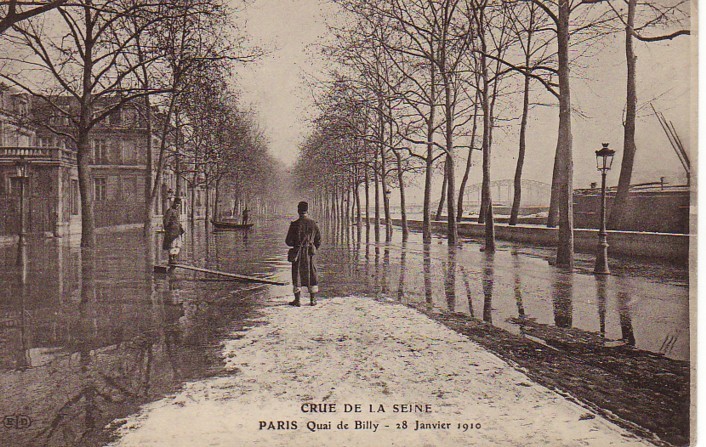 75 PARIS "Crue De La Seine"  Jolie Cpa Animée Du Quai De Billy, 28 Janvier 1910 - Überschwemmungen