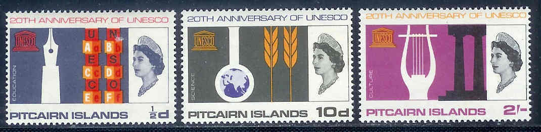 PITCAIRN 1966 Mint Hinged Stamp(s) UNESCO 64-66 #4714 - UNESCO