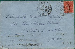 Semeuse 199 Seul / Lettre CAD Du 22-11-1932 De Bitche Moselle  Pour Montreuil Sous Bois- Obl Mécanique Arrivée Au Dos - 1903-60 Säerin, Untergrund Schraffiert