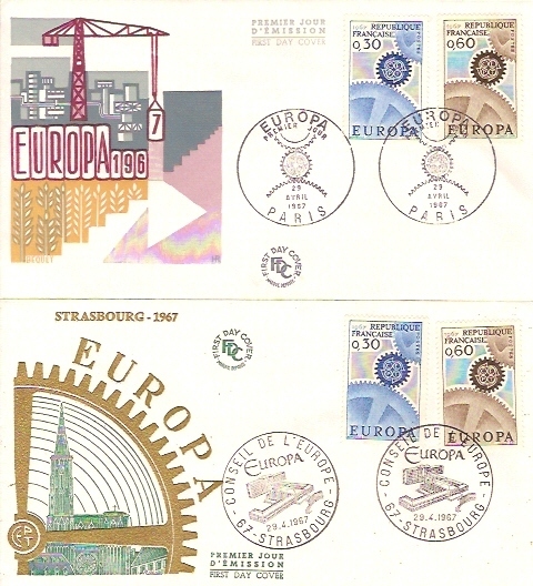 EUROPA FRANCE 1967/ FDC  2 Env. Oblitérations  Paris & Strasbourg - 1967