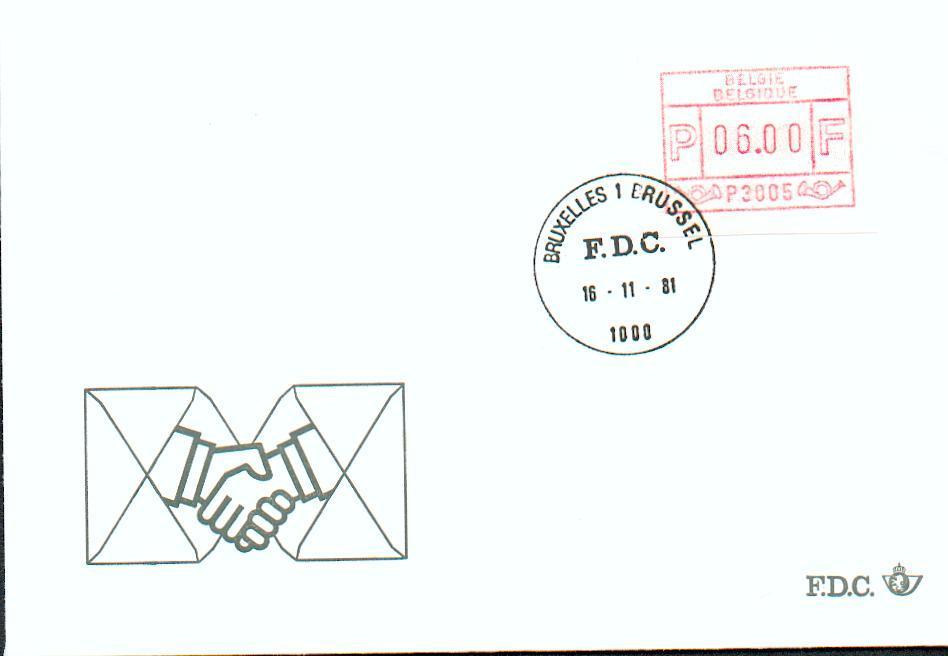 30000 - Fdc Va 5 - 6F Bruxelles 1 Brussel - Vignette Atm P3005 -  16-11-1981 - Sonstige & Ohne Zuordnung