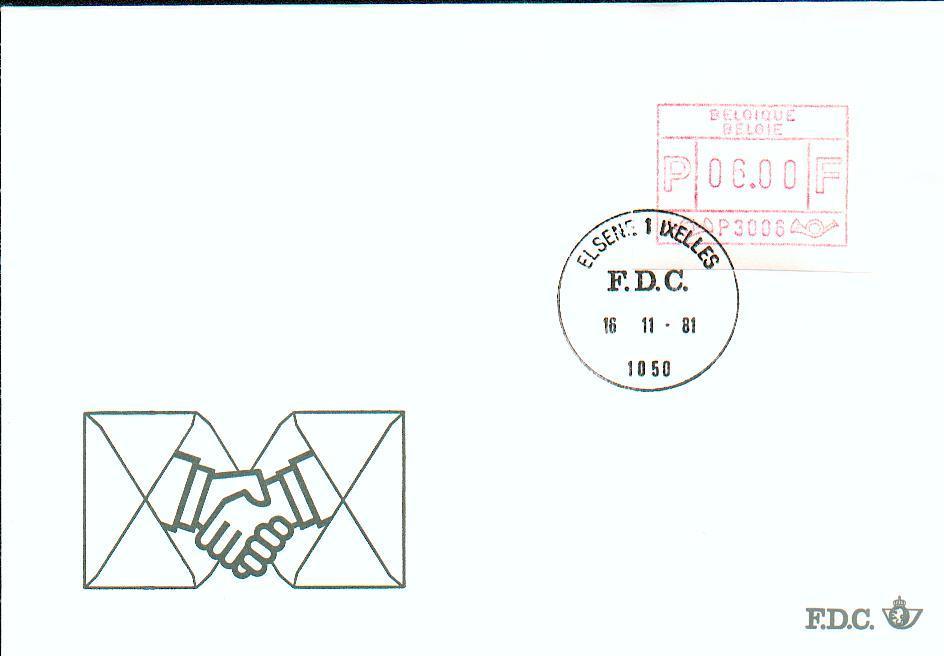 30000 - Fdc Va 6 - 6F Elsene 1 Ixelles - Vignette Atm P3006 -  16-11-1981 - Andere & Zonder Classificatie