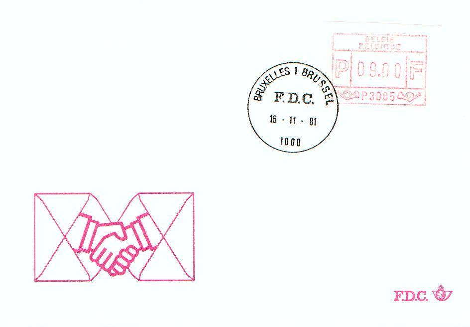 30000 - Fdc Va 5 - 9F Bruxelles 1 Brussel - Vignette Atm P3005 -  16-11-1981 - Andere & Zonder Classificatie