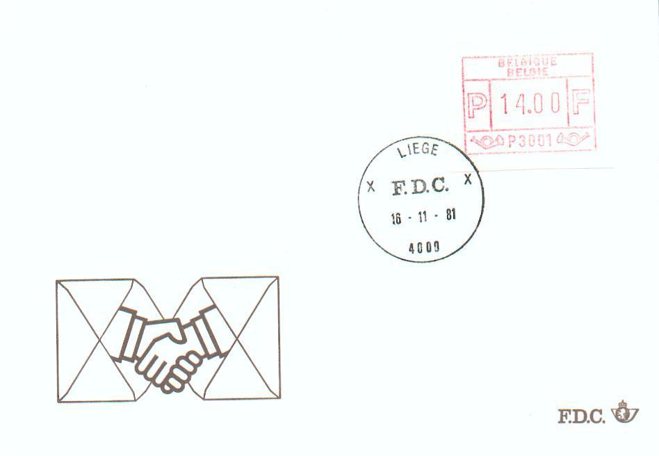 30000 - Fdc Va 1 - 14F Liège X - Vignette Atm P3001 -  16-11-1981 - Autres & Non Classés