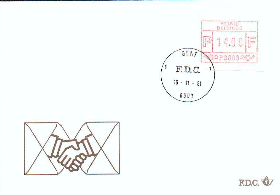 30000 - Fdc Va 3 - 14F Gent 1 - Vignette Atm P3003 -  16-11-1981 - Other & Unclassified