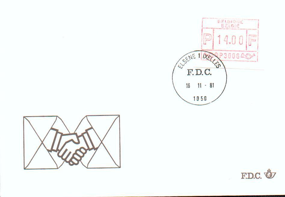 30000 - Fdc Va 6 - 14F Elsene 1 Ixelles - Vignette Atm P3006 -  16-11-1981 - Autres & Non Classés