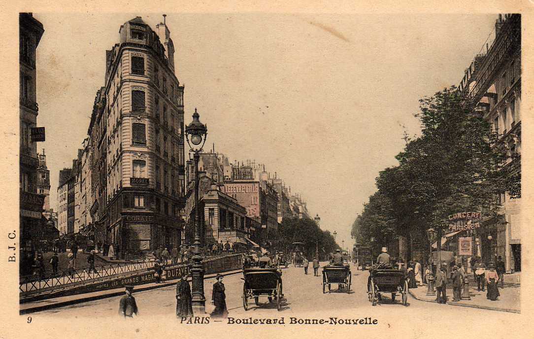 75 PARIS II Boulevard Bonne Nouvelle, Animée, Calèche, Ed BJC 9, 1905 - Paris (02)