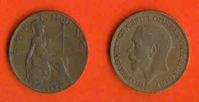 GREAT BRITAIN 1918-1925 Coin Farthing KM808.2 C608 - B. 1 Farthing