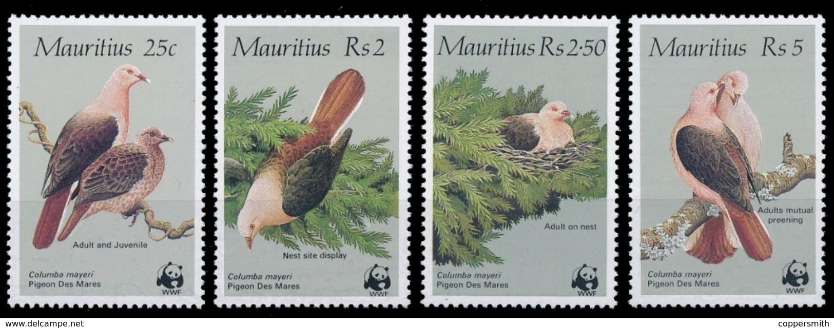 (049) Mauritius / Maurice  WWF / Birds / Oiseaux / Vögel / Vogels / Pigeons   ** / Mnh  Michel 609-12 - Mauritius (1968-...)