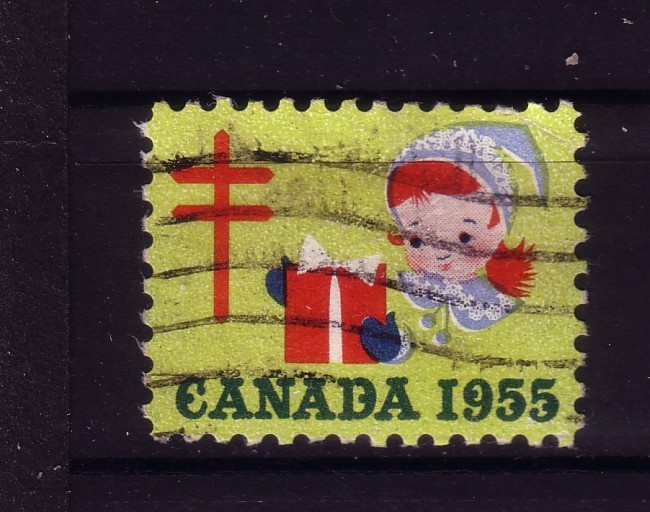 ERINOPHILIE  VIGNETTE LABEL AUFKLEBER ETICHETTE à IDENTIFIER CANADA Antituberculeux Tuberculose Oblitéré1955 - Erinnophilie