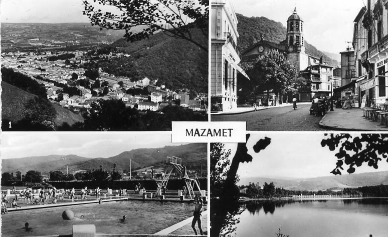 MAZAMET  - Vue Générale, Cours René Reille, La Piscine, Barrage Des Montagnés (carte Noir Et Blanc Des Années 50) - Mazamet