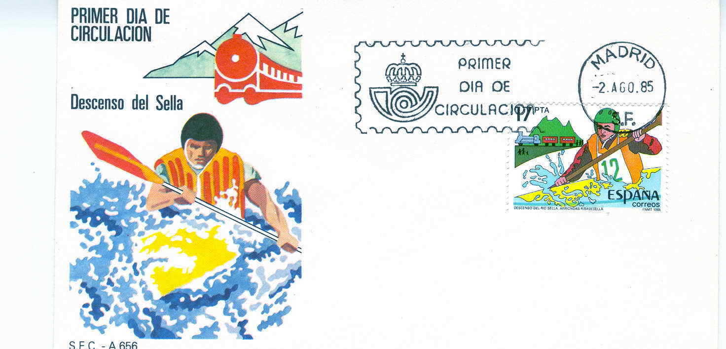 CANOE FDC ESPAGNE 1985 CANOE KAYAK - Canoa