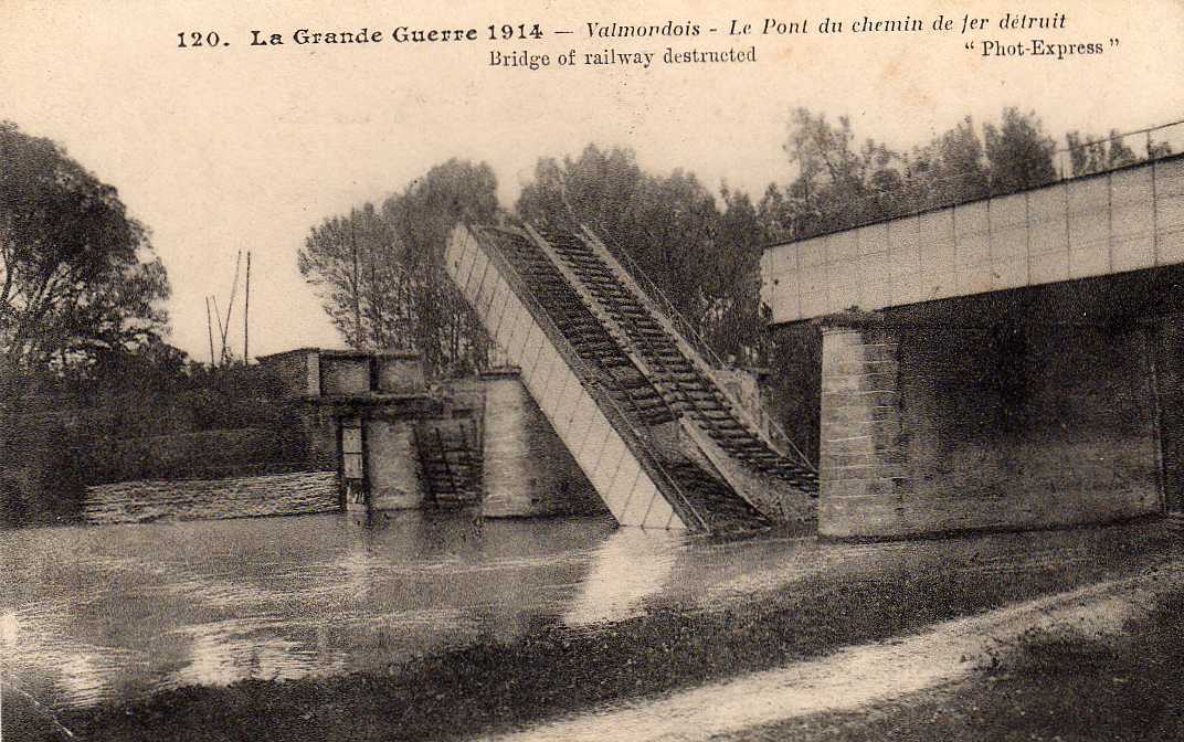 95 VALMONDOIS Guerre 1914-18, Pont Du Chemin De Fer Détruit, Ed Phot Express 120, 28-12-1914 - Valmondois