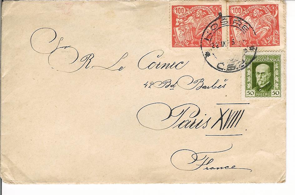 Tchécoslovaquie YT 185 Et 193 Sur Lettre à Destination De La France - Covers & Documents