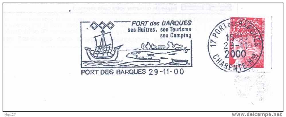Bateaux : Flamme Port Des Barques (Charente Maritime) Port Des Barques - Ses Huîtres - Son Tourisme - Son Camping - Schiffe