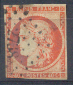 Lot N°3515  N°5b Orange Foncé, Obl PC 2738( ROUEN ), Coté 560 Euros - 1849-1850 Cérès