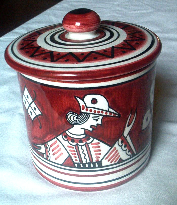 Deruta Figurina Fondo Rosso - Lidded Jar - Pot Met Deksel - Pot A Couvercle - DI 778 - Deruta (ITA)