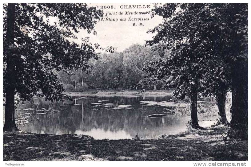 Cpa Chaville (92, Hauts De Seine) Forêt De Meudoie (?). Etang Aux écrevisses. 1917 - Chaville