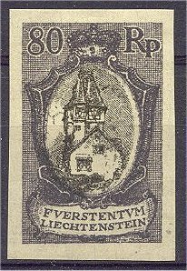 LIECHTENSTEIN 80 CENTIMES 1921 - RARE IMPERFORATED F/VF - Nuovi