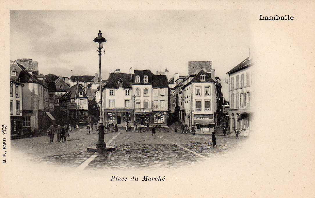 76 LAMBALLE Place Du Marché, Animée, Commerces, Ed BF, Dos 1900 - Lamballe