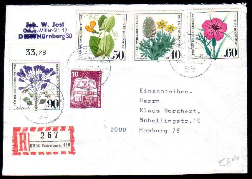 Germany 1980 Flowers Stamps On Reg. Cover Registred Full Set. - Sonstige & Ohne Zuordnung