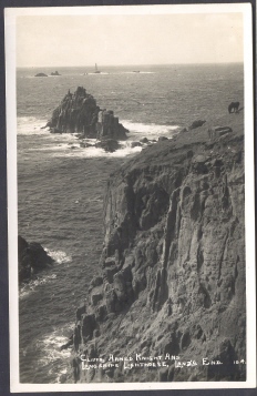Cliffs, Armed Knight And Longships Lighthouse, Lands End, U.K. - Real Photo - Land's End