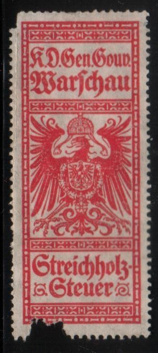 POLAND 1917 WW1 GERMAN OCCP´N MATCH TAX REVENUE - Revenue Stamps