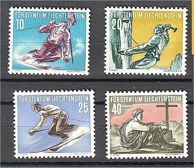 LIECHTENSTEIN SPORTS 1955 NEVER HINGED SET - Unused Stamps