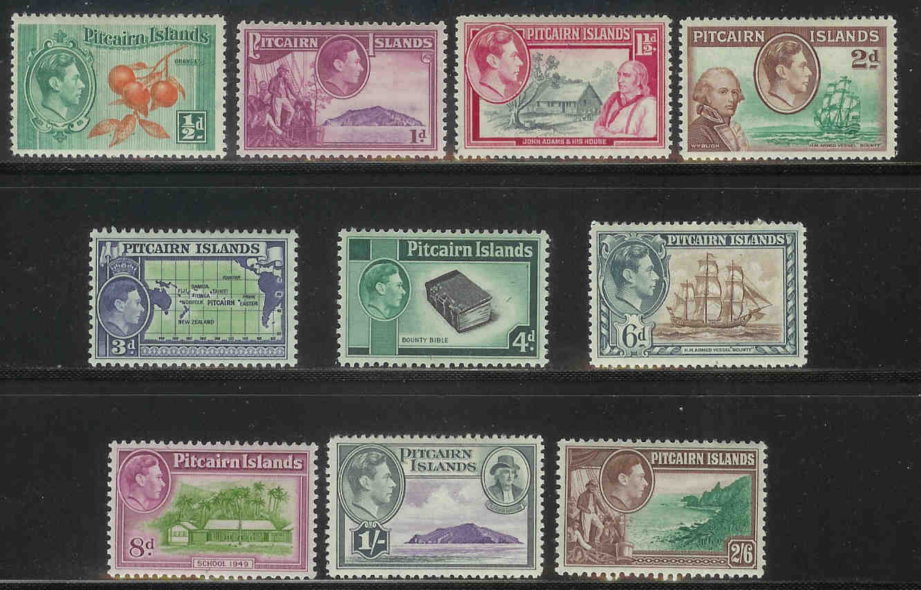 PITCAIRN Mint Hinged Stamps Definitives 1-10 #4700 - Pitcairninsel