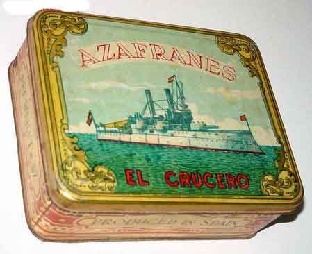 BOITE En Tôle Lithographiée, EL CRUCERO AZAFRANES -  17 X 14 X 6 CMS.- - Dosen