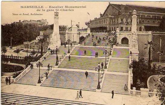 13 MARSEILLE ECALIER Monumental De La Gare ST Charles Animée   N°1039 - Quartier De La Gare, Belle De Mai, Plombières