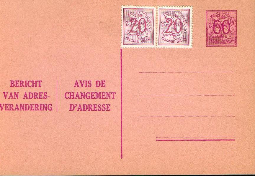 AP - Entier Postal - Carte Postale Avis De Changement D'adresse N° 13 - Chiffre Sur Lion Héraldique - 0,60 C Lilas - NF - Avis Changement Adresse